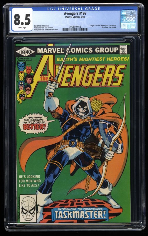 Avengers #196 CGC VF+ 8.5 1st Appearance Taskmaster Ant-Man George Perez Cover!