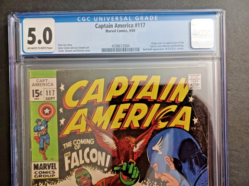 Captain America #117 - 1st appearance Falcon - KEY - 1969 - CGC 5.0