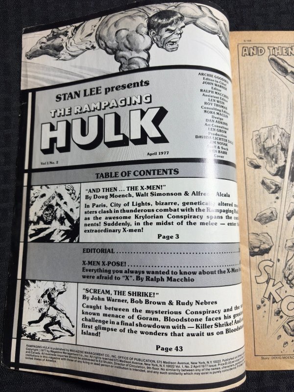 1977 RAMPAGING HULK Magazine #2 FN 6.0 Walt Simonson X-Men