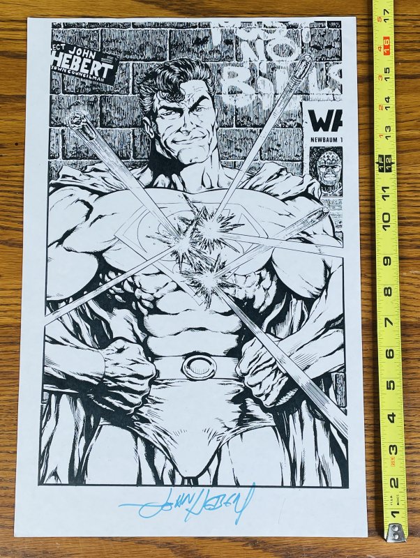 SUPERMAN COMIC BOOK ART PAGE SIGNED PRINT JOHN HEBERT 11x17 DC Comics