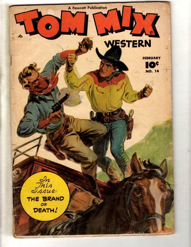 Tom Mix Western # 14 VG/FN Fawcett Golden Age Comic Book Photo Cover Cowboy JL2