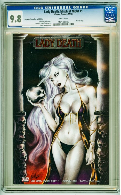 Lady Death: Mischief Night Variant (2001) CGC 9.8! COA stuck on back of slab!