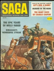 SAGA MAGAZINE AUG 1959-WESTERN CRIME COVER-DIMAGGIO G/VG