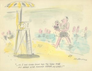 Lifeguard Saves Kid Gag - Signed art by Jerry Marcus