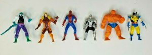  Spider-Man  Die-Cast 3” Figures Marvel Web Of Steel Metal Lot Of 6, 1994 ToyBiz