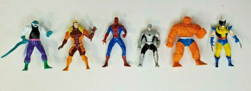  Spider-Man  Die-Cast 3” Figures Marvel Web Of Steel Metal Lot Of 6 1994 ToyBiz