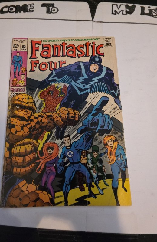 Fantastic Four #82 (1969)Kirby/ inhumans - cover/crease foxxing/staining