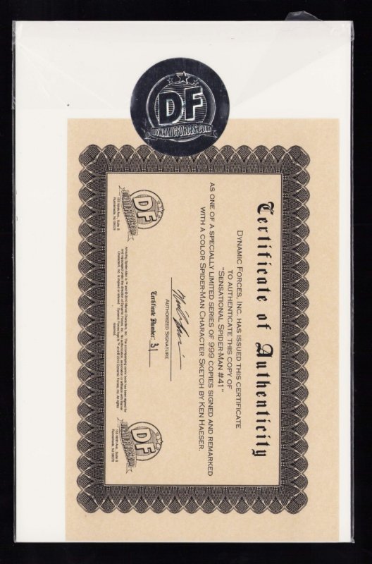 Sensational Spider-Man #41 - Dynamic Forces Ltd Sketch Cover 2pc (9.2) 2007