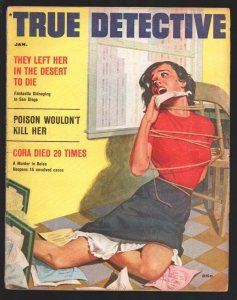 True Detective 1/1957-Bondage-bound & gagged woman on cover-Pulp crime-posed ...