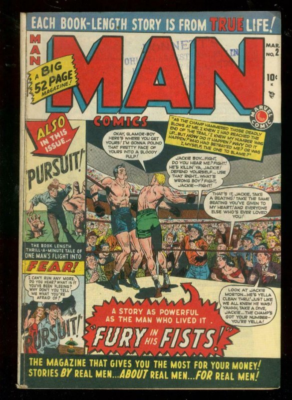 MAN COMICS #2 1950-MARVEL-CAPTAIN TOOTSIE-BOXING-TUSKA VG/FN 