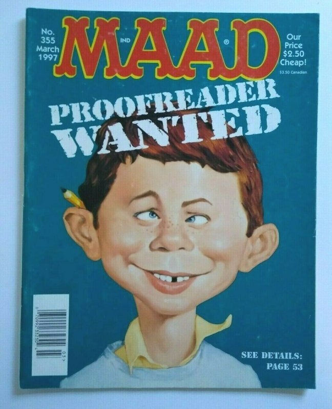 MAD Magazine Proofreader Cover March 1997 No 355 Spin City TV Show Parody Satire