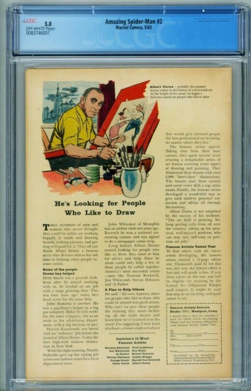 AMAZING SPIDER-MAN #2 CGC 5.0 1963-MARVEL-1st VULTURE 0083746001