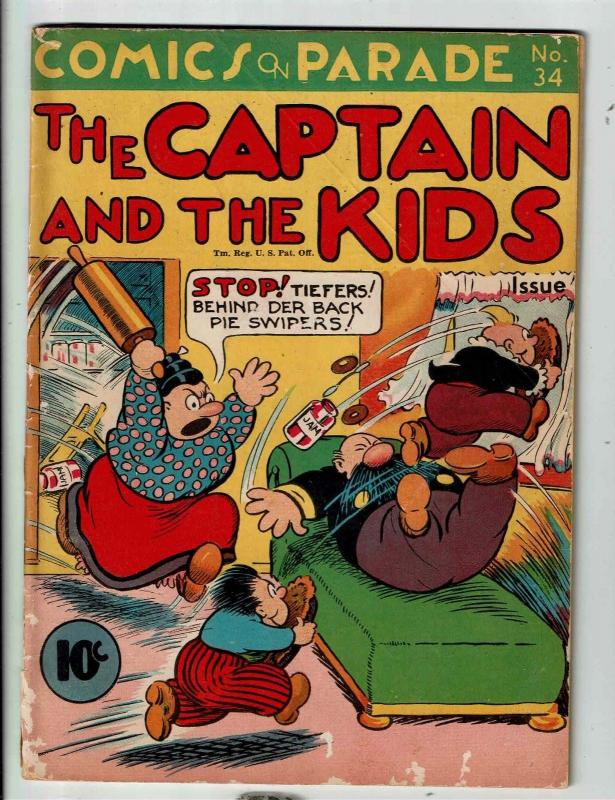 Comics On Parade # 34 VG/FN Golden Age Comic Book Captain & The Kids Humor JL1