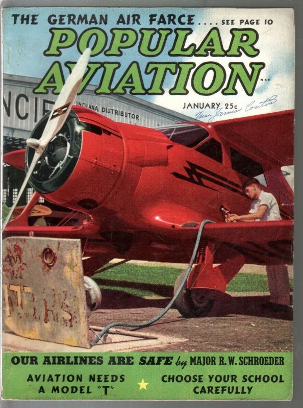 Popular Aviation 1/1939-Arch Whitehouse-German Air Farce-Beechcraft-VG