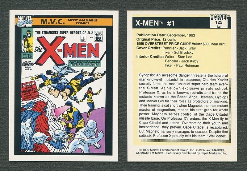 1990 Marvel Comics Card  #125 (X-Men #1 Cover) / MINT