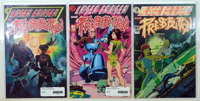 Laser Eraser & Pressbutton Lot of 3 #1, 2, 3 1985 Eclipse 1st Print Comic Books