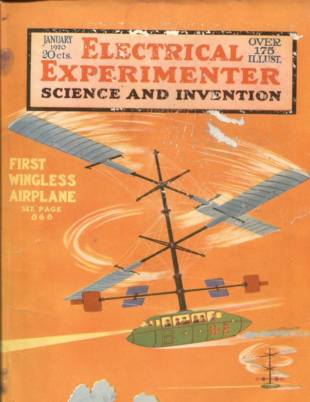 Electrical Experimenter  Jan 1920 -Hugo Gernsback-WINGLESS AIRPLANE COVER-100...