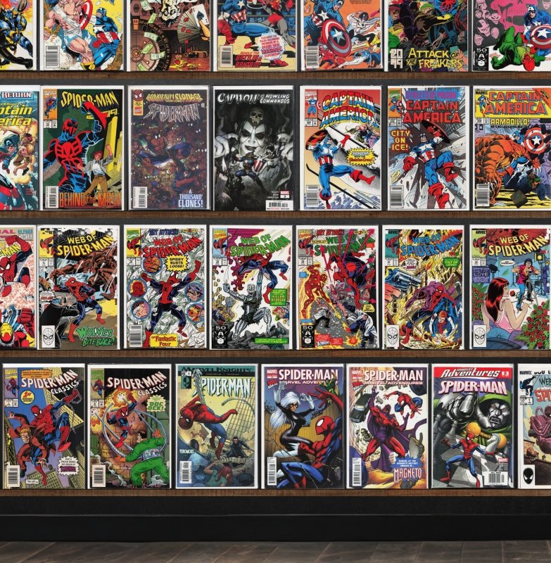 Huge Lot 140+ Comics with Captain America, Web Of Spider-Man & More!