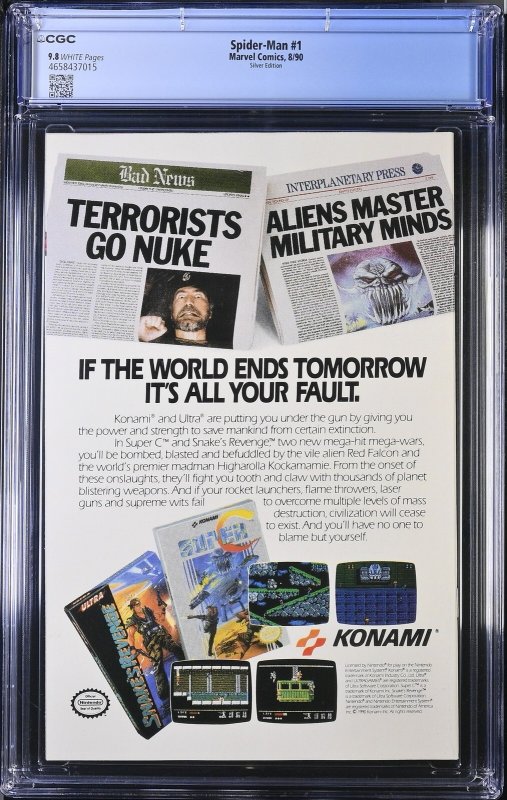 Spider-Man #1 (8/90) Graded CGC 9.8 Silver Edition