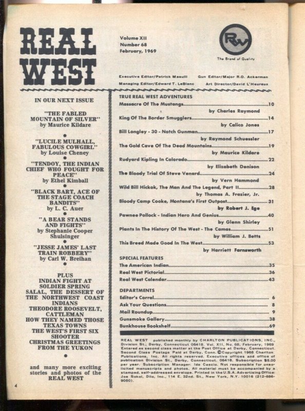 Real West 2/1969-Charlton-Earl Norem Mustang Massacre coverBill Longley-Wild ...