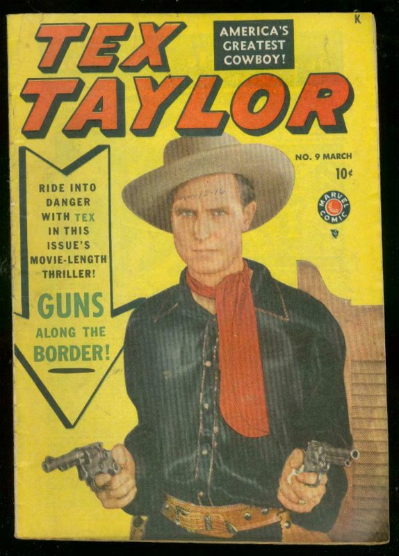 TEX TAYLOR #9 1950-MARVEL COMICS WESTERN-PHOTO COVER- FN-