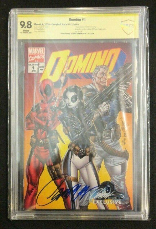 Domino #1 Variant Cover Graded CBCS 9.8 Signed Campbell 1st App Greywing Outlaw