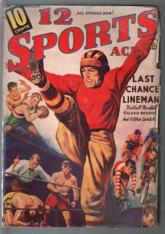 12 Sports Aces  9/1939-pulp fiction-baseball-boxing-football-VG