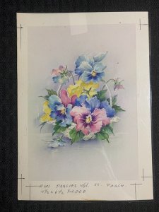 DEEPEST SYMPATHY Colorful Pansies 6x8 Greeting Card Art #801