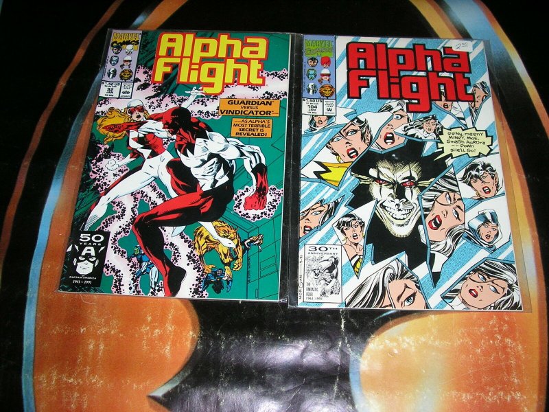 ALPHA FLIGHT (Marvel Comics), 32-126, 1986-1993, 19 diff  