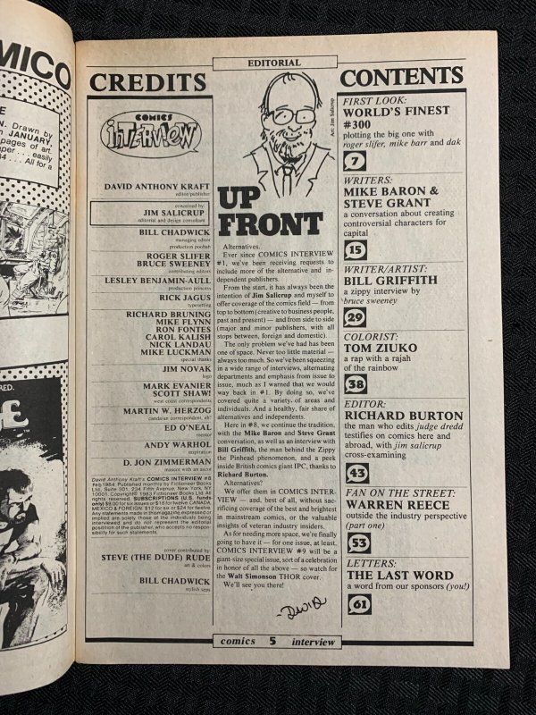 1984 COMICS INTERVIEW #8 FVF 7.0 Nexus / Zippy the Pinhead / World's Finest #300