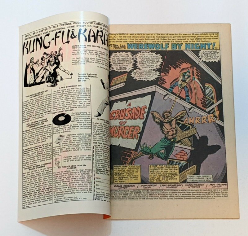 Werewolf By Night #26 (Feb 1975, Marvel) VF+ 8.5 Hangman appearance 