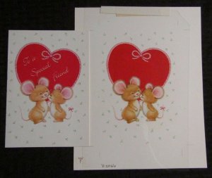 TO A SPECIAL FRIEND Cute Mice with Heart 7.25x9 Greeting Card Art #0046