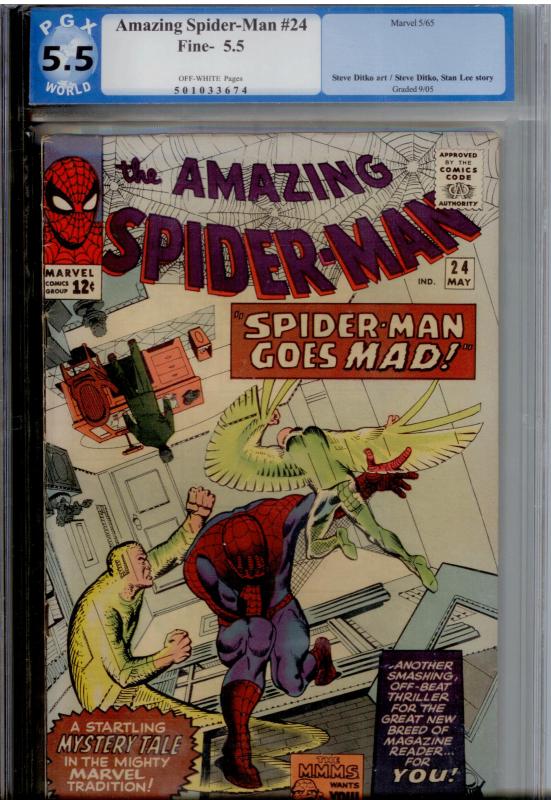 Amazing Spider-Man #24 (1965) PGX 5.5  Off White pages; 3rd Mysterio app.