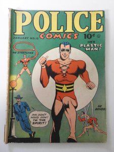 Police Comics #15 (1943) GD/VG Condition 1 1/2 in cumulative spine split