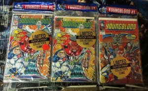 YOUNGBLOOD #1 x 3 variant copies of Liefeld's magnum opus! Promo Paks SEALED MIP