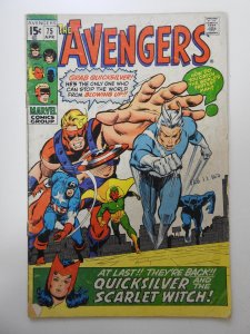 The Avengers #75 VG- Moisture stain, 2 centerfold wraps detached bottom staple