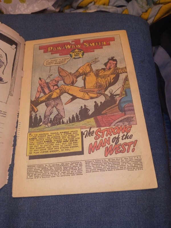 ? Western Comics #64 DC Aug.1957 early silver age Pow Wow Smith greytone cover