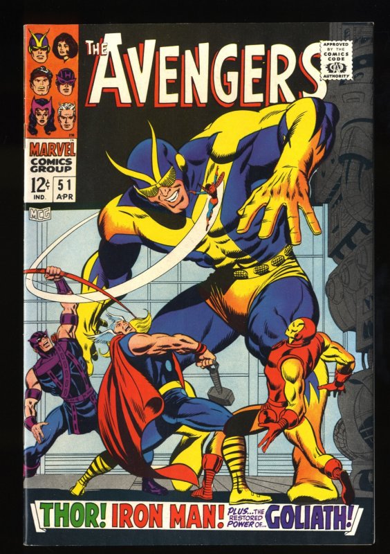 Avengers #51 VF+ 8.5 Iron Man Captain America Thor Hawkeye Goliath!