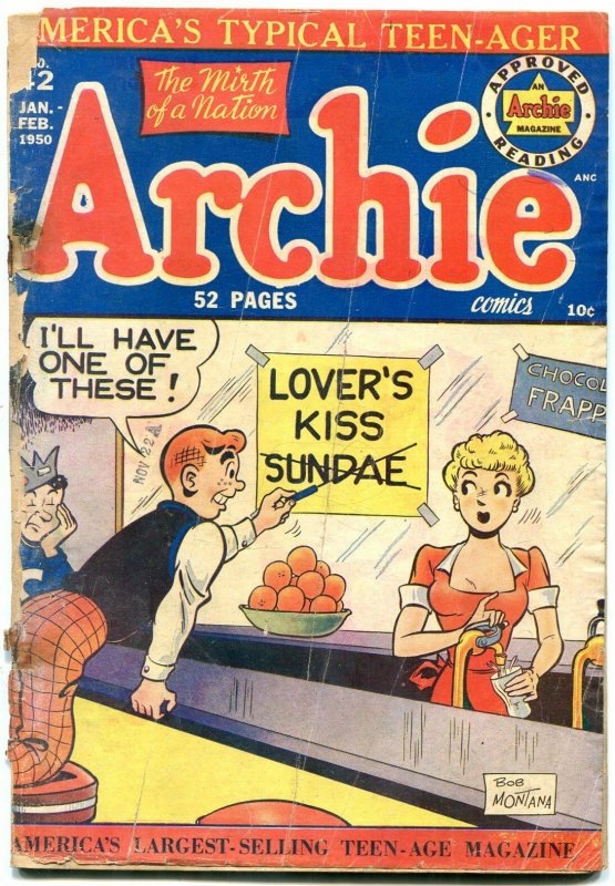 ARCHIE COMICS #42 1950-SODA SHOP COVER-BOB MONTANA-low grade copy P/FR