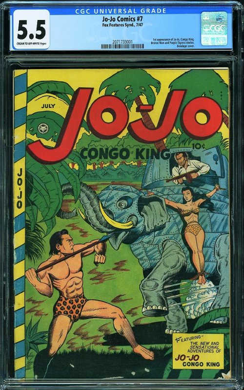 Jo-Jo Comics #7 (Fox, 1947) CGC 5.5 KEY - 1st appearance Jo-Jo, Congo King