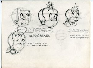 Little Audrey Style Sheet Original Comic Production Art- hair & expressions