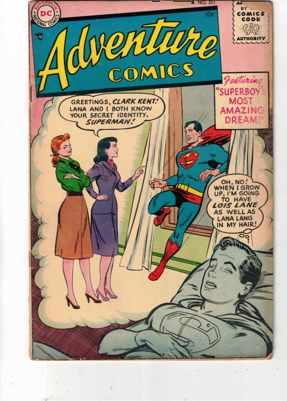 Adventure Comics #211 (1955) Superboy vs Lois & Lana Affordable-Grade  Utah CERT