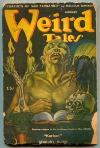 Weird Tales January 1946- Kurban- Skull cover- FAIR