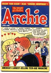 ARCHIE COMICS #72 Golden-age comic book 1955- BETTY & VERONICA