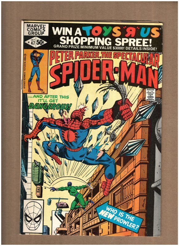 Peter Parker, Spectacular Spider-man #47 Marvel Comics 1980 vs. PROWLER VG/FN