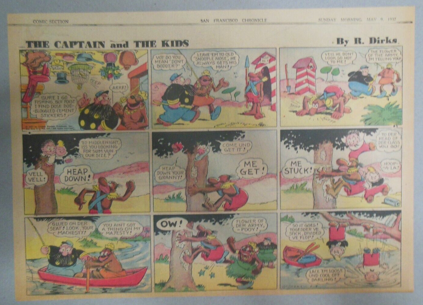 The Captain and The Kids Sunday by R. Dirks from 5/9/1937 Size: 11 x 15 ...