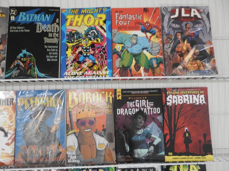 Huge Lot (43) TPB And Hardback Graphic Novels W/Batman, JLA, Spawn+ Avg VF!!
