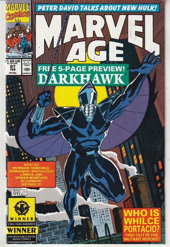 Marvel Age #97 (1991)  1st actual appearance of Darkhawk