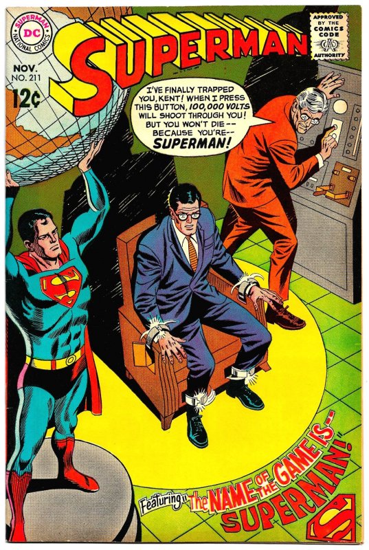 SUPERMAN #211 (Nov1968) 9.0 VF/NM  Two SUPER stories - Curt Swan & Ross Andru!