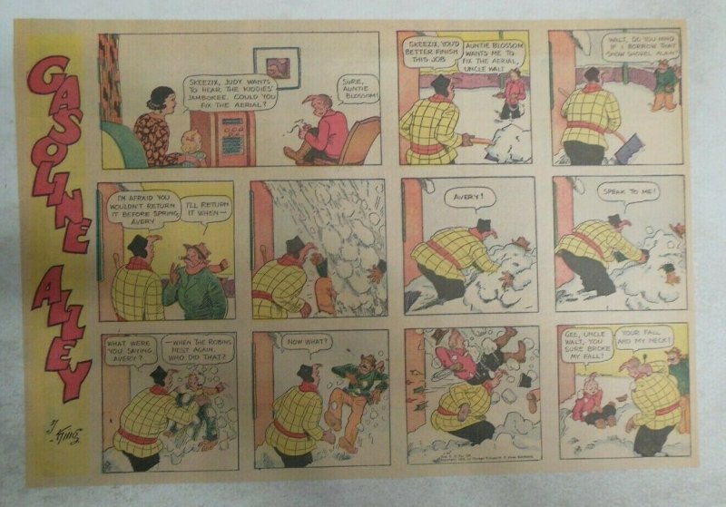  (20) Gasoline Alley Sunday Pages by Frank King from 1938 Size: 11 x 15 inches